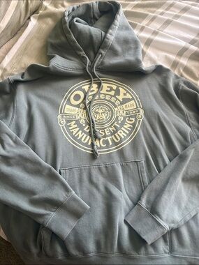 Obey Men's Dusty Green Logo Hooded Sweatshirt